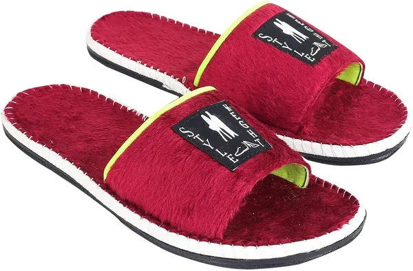 Red_Fur_Slides_For_Men