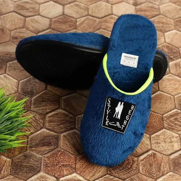 Blue_Fur_Slippers_For_Men