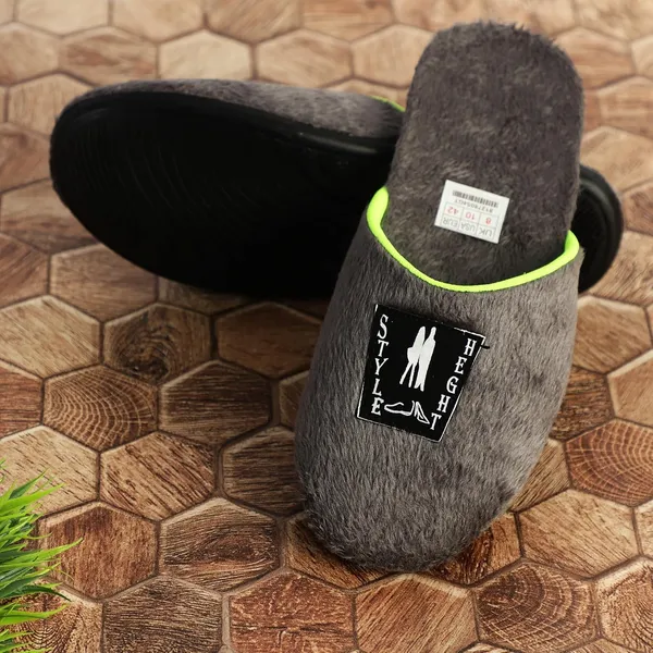 Grey_Fur_Slippers_For_Men