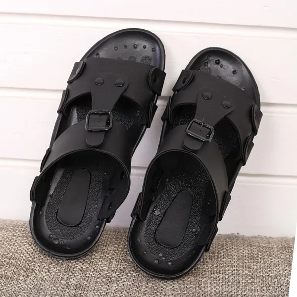 Black_Synthetic_Leather_Sandals_For_Men