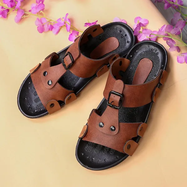 Tan_Synthetic_Leather_Sandals_For_Men