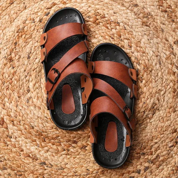 Tan_Synthetic_Leather_Sandals_For_Men