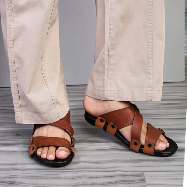 Tan_Synthetic_Leather_Sandals_For_Men
