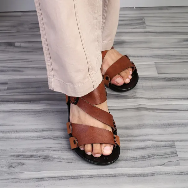 Tan_Synthetic_Leather_Sandals_For_Men
