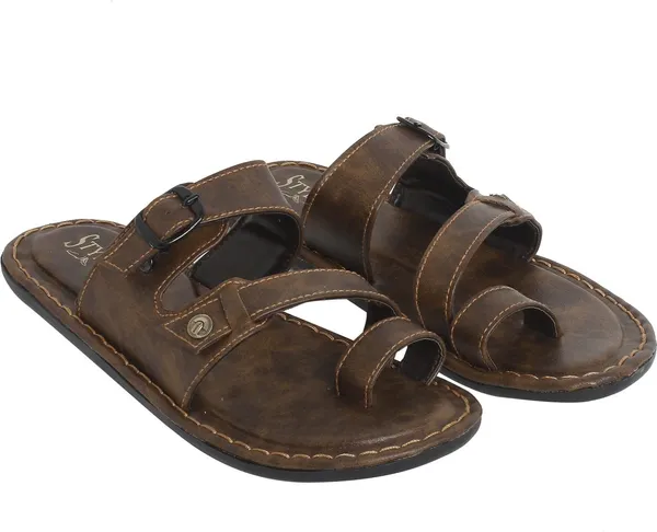 Brown_Sysnthetic_Leather_Sandals_For_Men