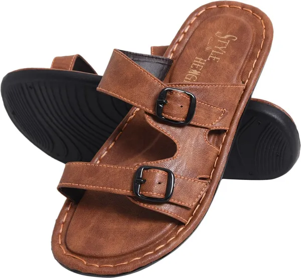 Brown_Sysnthetic_Leather_Sandals_For_Men