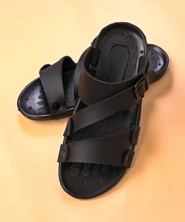 Black_Synthetic_Leather_Sandals_For_Men