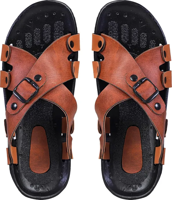 Tan_Synthetic_Leather_Sandals_For_Men