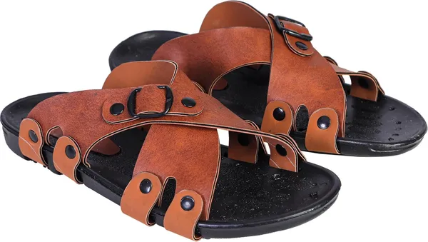 Tan_Synthetic_Leather_Sandals_For_Men