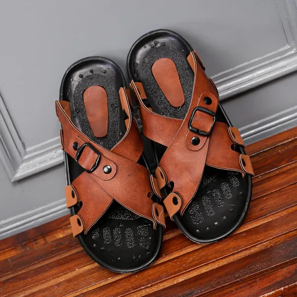 Tan_Synthetic_Leather_Sandals_For_Men