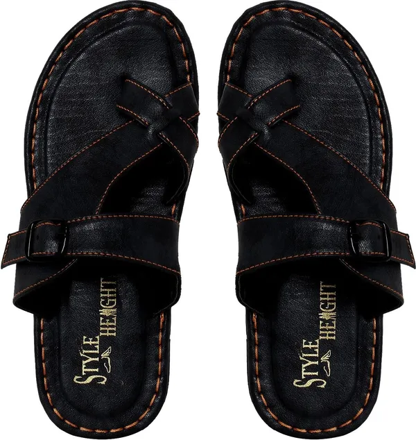 Black_Synthetic_Leather_Flats_For_Men