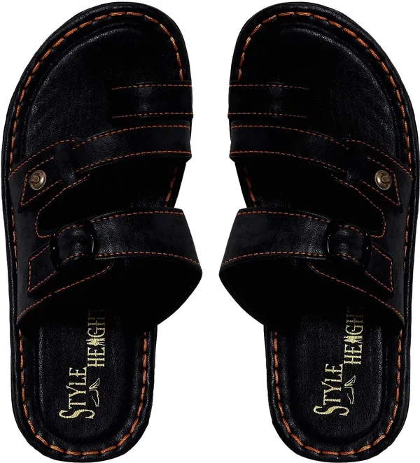 Black_Synthetic_Leather_Sandals_For_Men