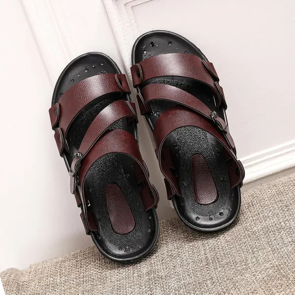 Brown_Synthetic_Leather_Sandals_For_Men