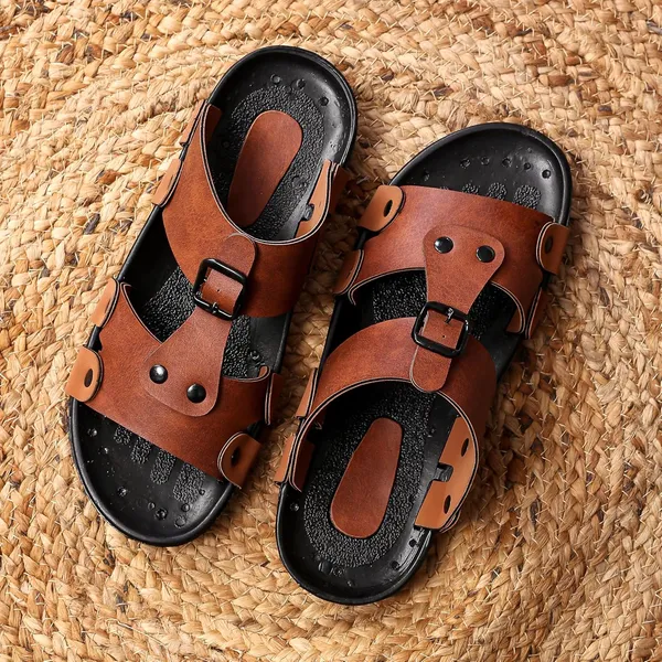 Tan_Synthetic_Leather_Sandals_For_Men