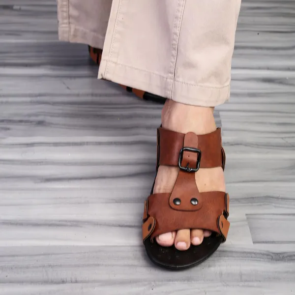 Tan_Synthetic_Leather_Sandals_For_Men