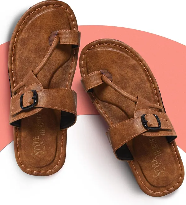 Tan_Sysnthetic_Leather_Sandals_For_Men