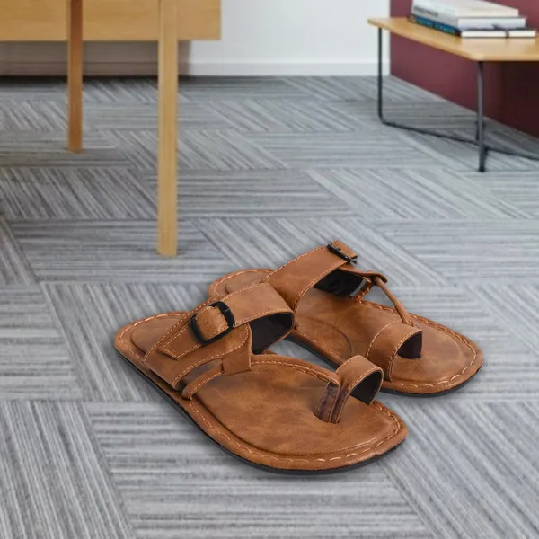 Tan_Sysnthetic_Leather_Sandals_For_Men
