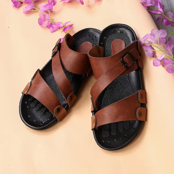 Tan_Synthetic_Leather_Sandals_For_Men