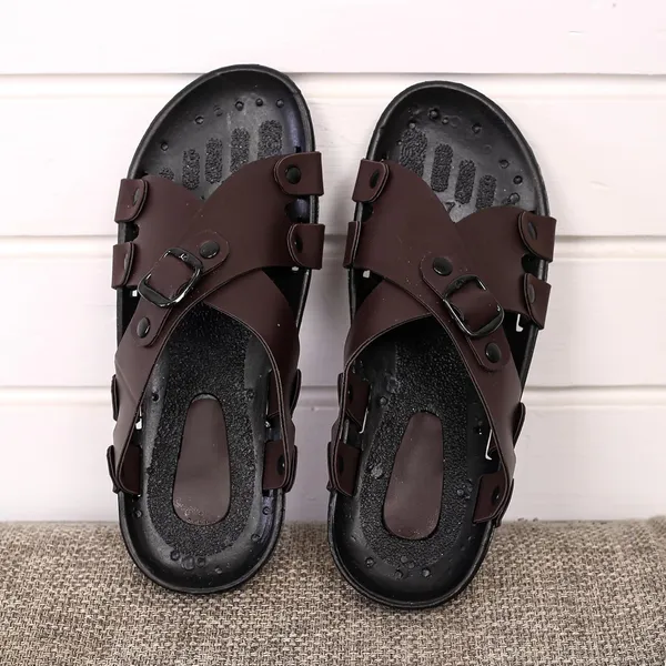 Brown_Synthetic_Leather_Sandals_For_Men