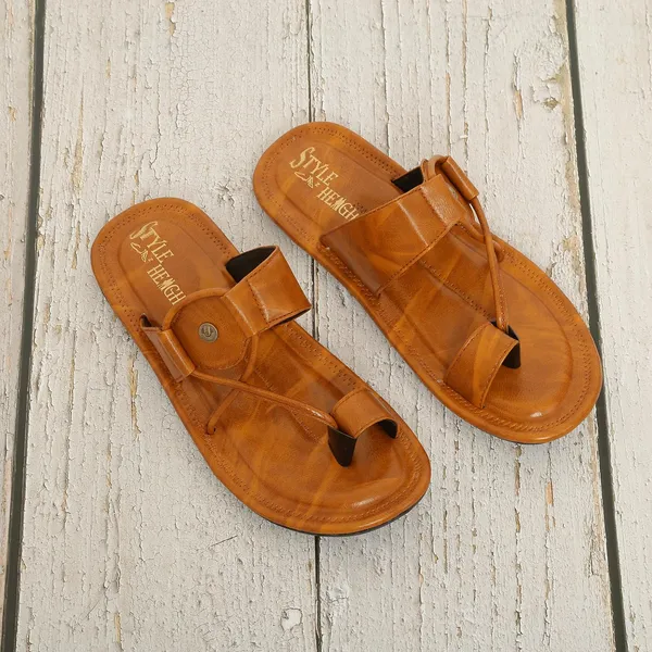 Tan_Synthetic_Leather_Slippers_For_Men