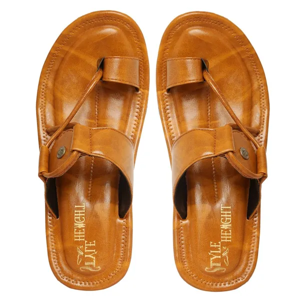 Tan_Synthetic_Leather_Slippers_For_Men