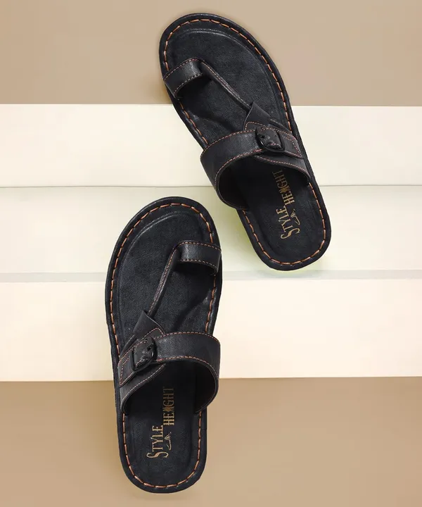 Black_Synthetic_Leather_Sandals_For_Men