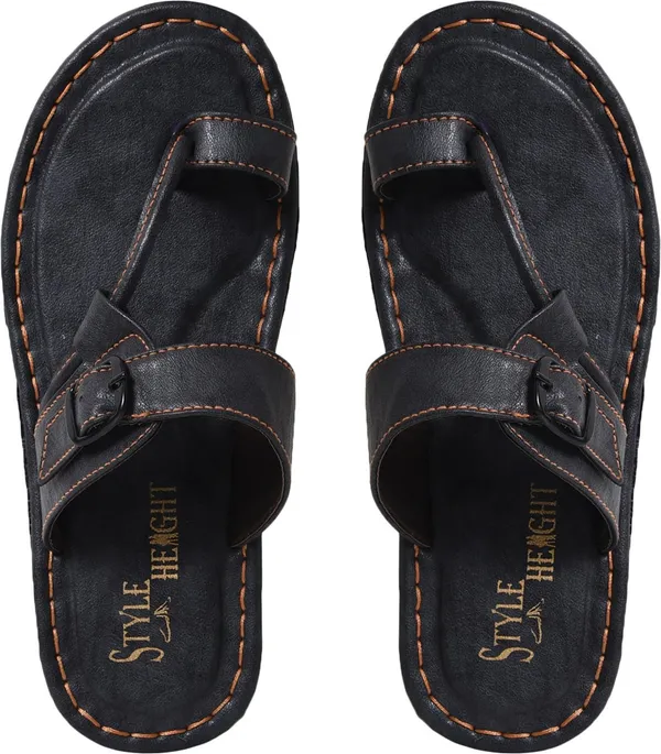Black_Synthetic_Leather_Sandals_For_Men