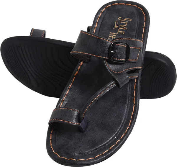 Black_Synthetic_Leather_Sandals_For_Men