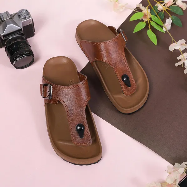 Tan_Synthetic_Leather_Slippers_For_Men