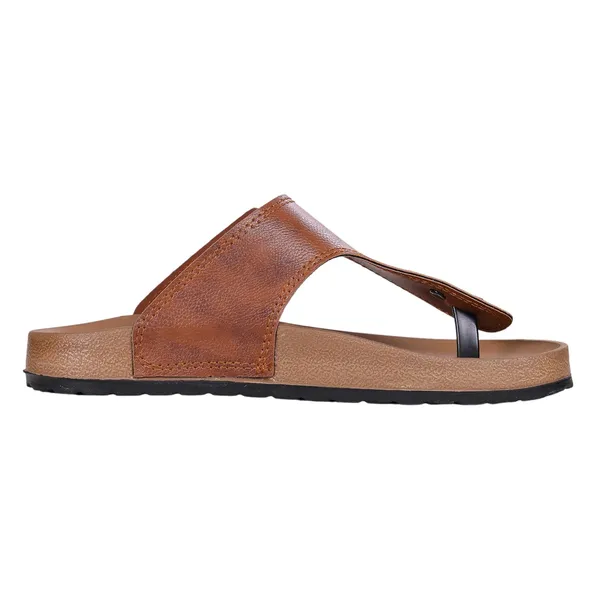Tan_Synthetic_Leather_Slippers_For_Men