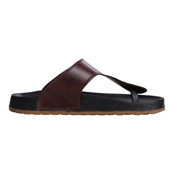 Peach_Synthetic_Leather_Slippers_For_Men