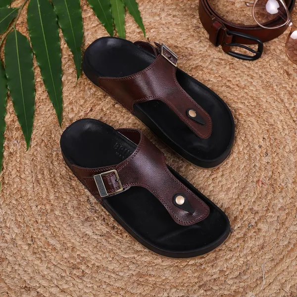 Peach_Synthetic_Leather_Slippers_For_Men