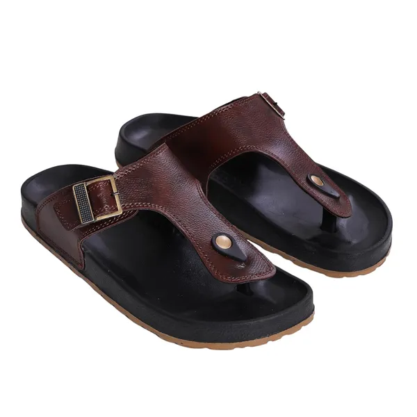 Peach_Synthetic_Leather_Slippers_For_Men