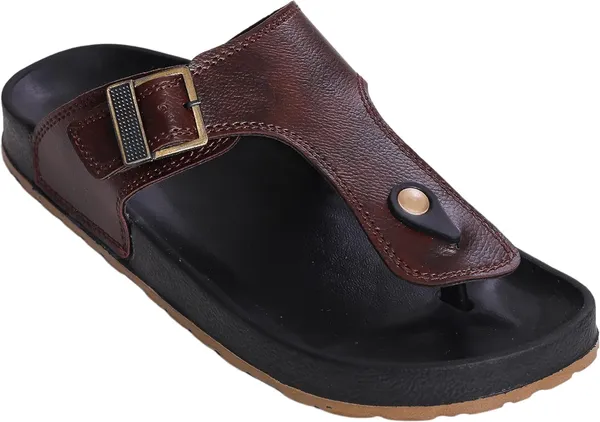 Peach_Synthetic_Leather_Slippers_For_Men