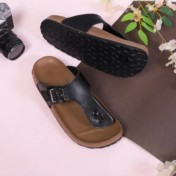 Black_Synthetic_Leather_Slippers_For_Men