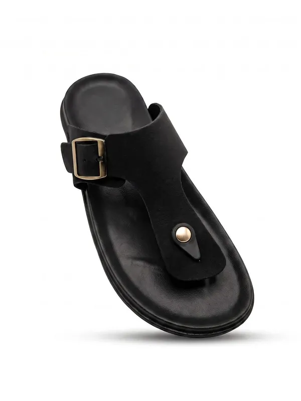 Black_Synthetic_Leather_Sandals_For_Men