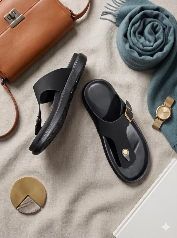 Black_Synthetic_Leather_Sandals_For_Men