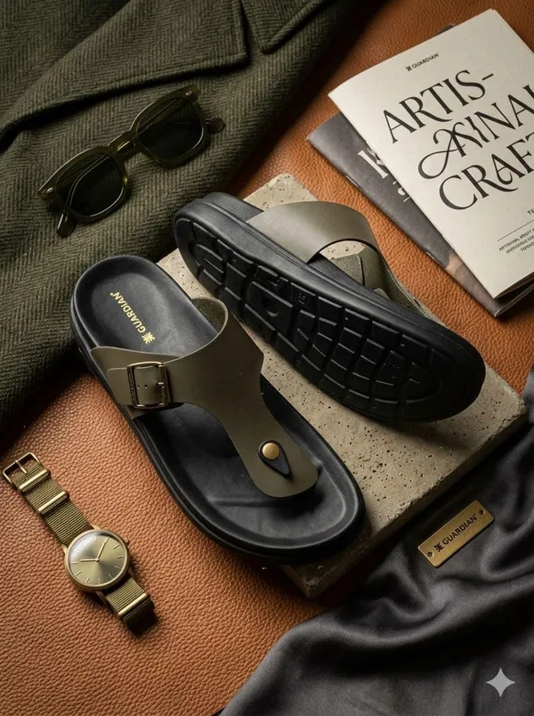 Green_Synthetic_Leather_Sandals_For_Men