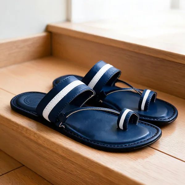 Blue_Synthetic_Leather_Slippers_For_Men