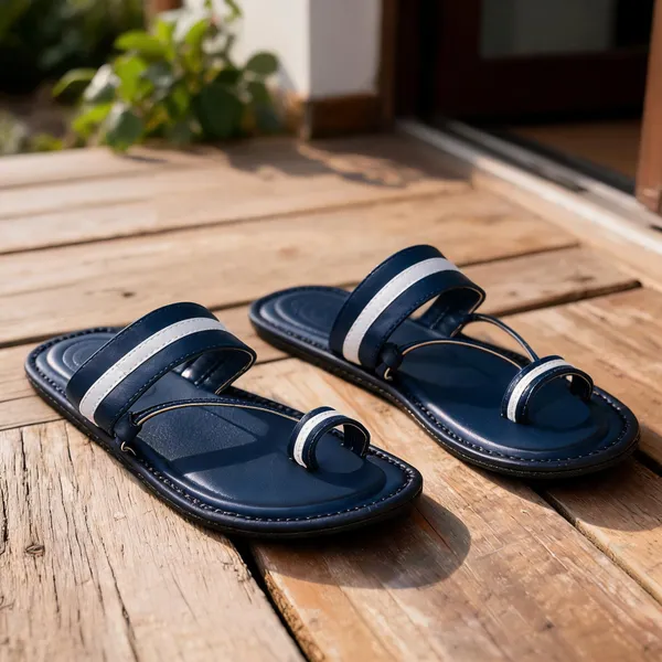 Blue_Synthetic_Leather_Slippers_For_Men