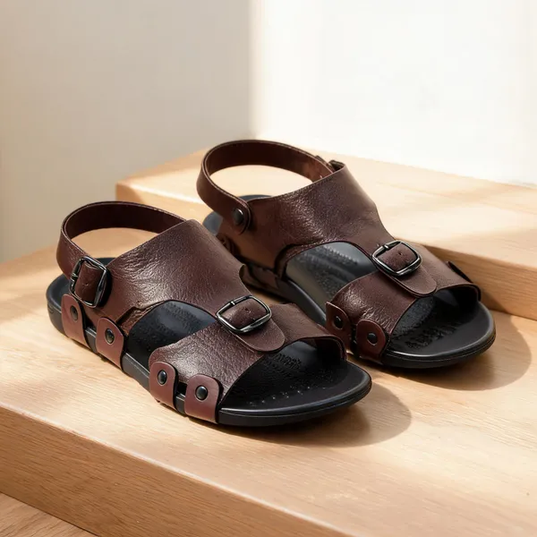 Brown_Synthetic_Leather_Sandals_For_Unisex