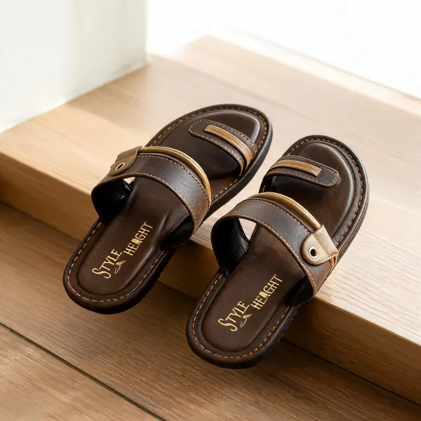 Beige_Sysnthetic_Leather_Slippers_For_Unisex