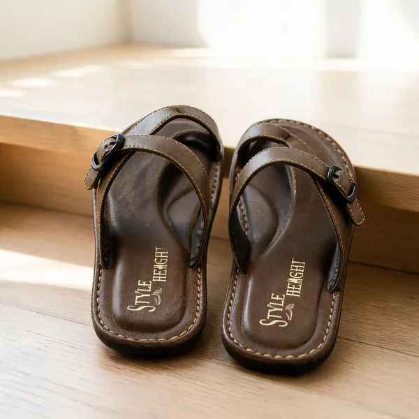 Dark_Brown_Sysnthetic_Leather_Slippers_For_Unisex
