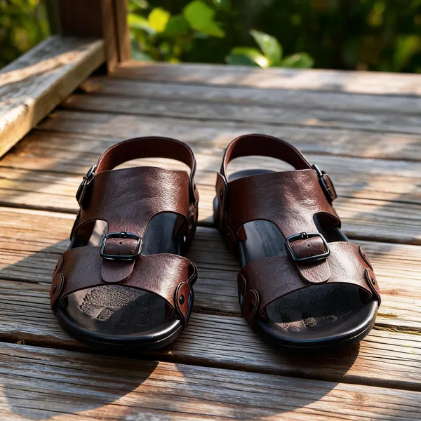 Brown_Synthetic_Leather_Sandals_For_Unisex