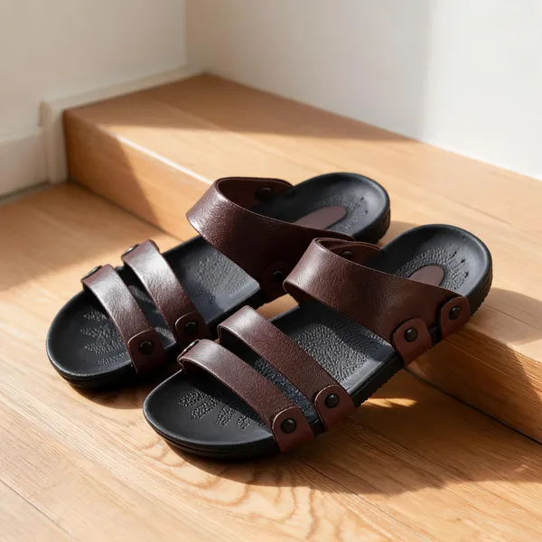Brown_Synthetic_Leather_Sandals_For_Unisex