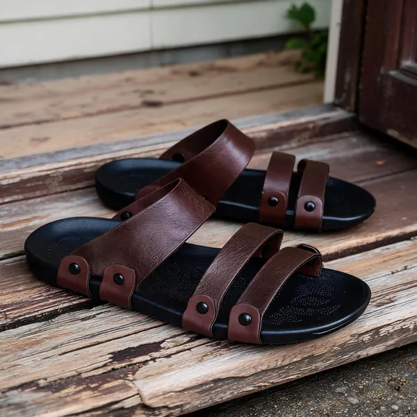Brown_Synthetic_Leather_Sandals_For_Unisex