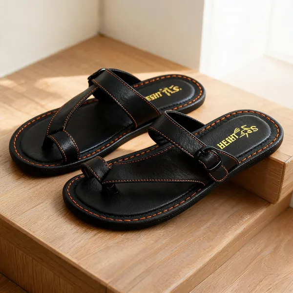 Black_Sysnthetic_Leather_Slippers_For_Unisex