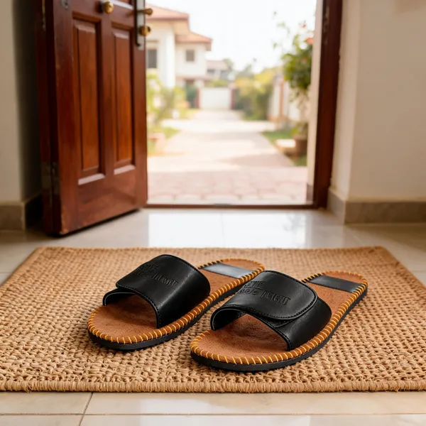 Black_Synthetic_Leather_Slides_For_Unisex