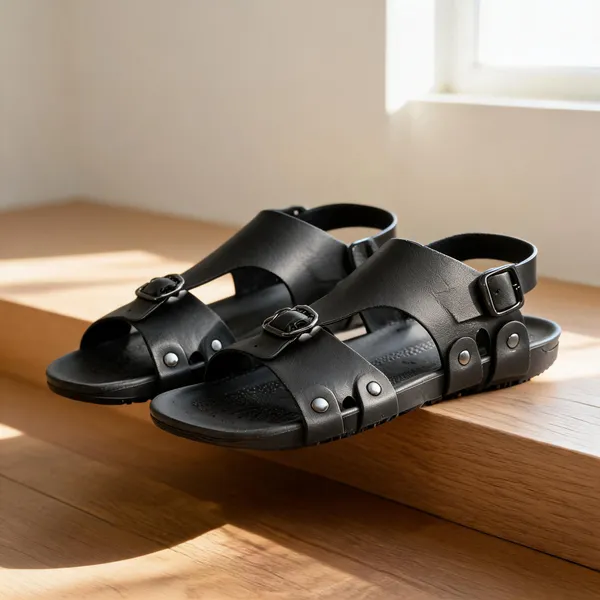 Black_Synthetic_Leather_Sandals_For_Men