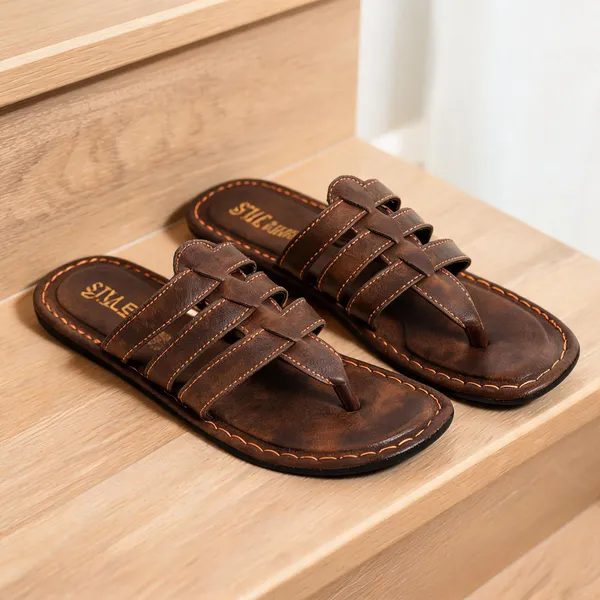 Dark_Brown_Synthetic_Leather_Sandals_For_Men